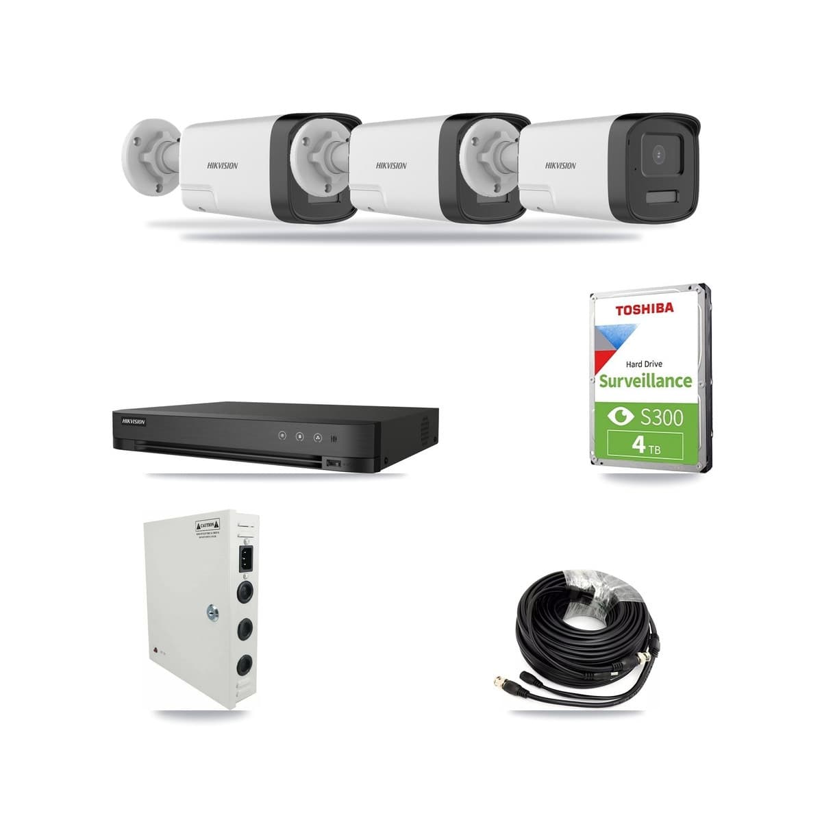 Hikvision 4-Channel 5MP CCTV Kit — 3 Bullet Cameras + 4TB Recording - Image 1