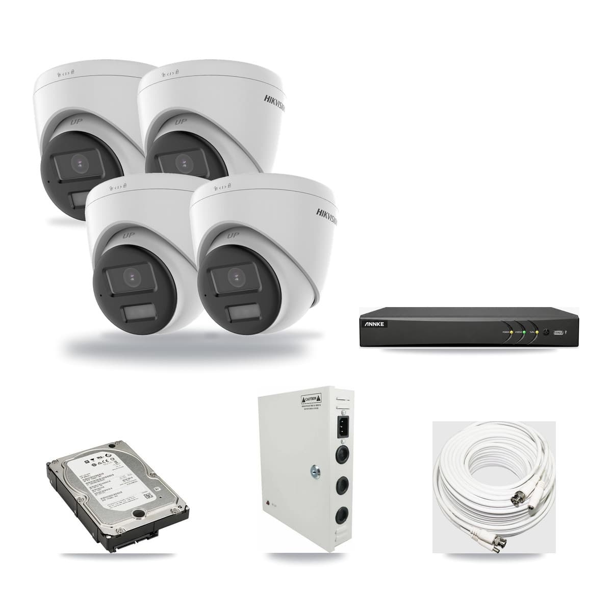 Hikvision & ANNKE 4-Channel 5MP CCTV Kit — 3 DS-2CE78K0T + 1 DS-2CE78K0T Turret Cameras + 5TB Recording - Image 1