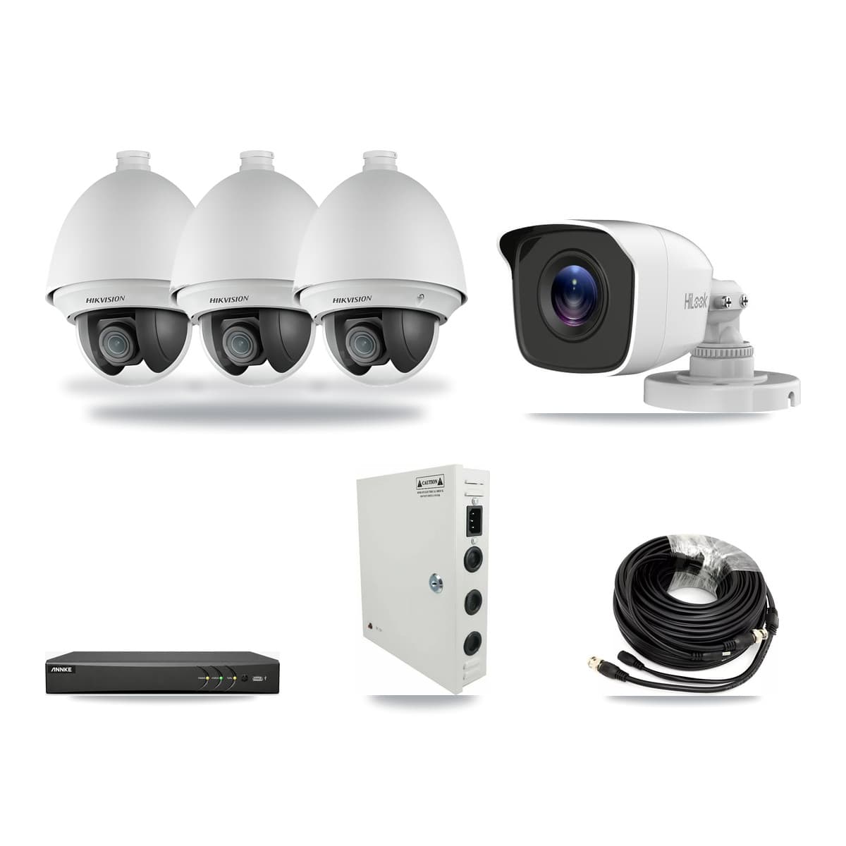 4-Channel 2MP – 4MP CCTV Kit — 3 2MP PTZ + 1 4MP Bullet Cameras + 3TB Recording (AN-DV4-8MP Recorder) - Image 1