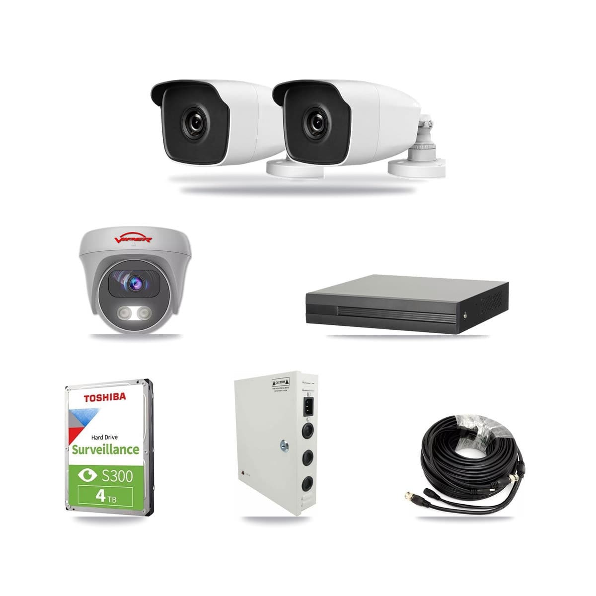 4-Channel 3MP – 5MP CCTV Kit — 2 HiLook 3MP Bullet + 1 Viper 5MP Cameras + 4TB Recording - Image 1