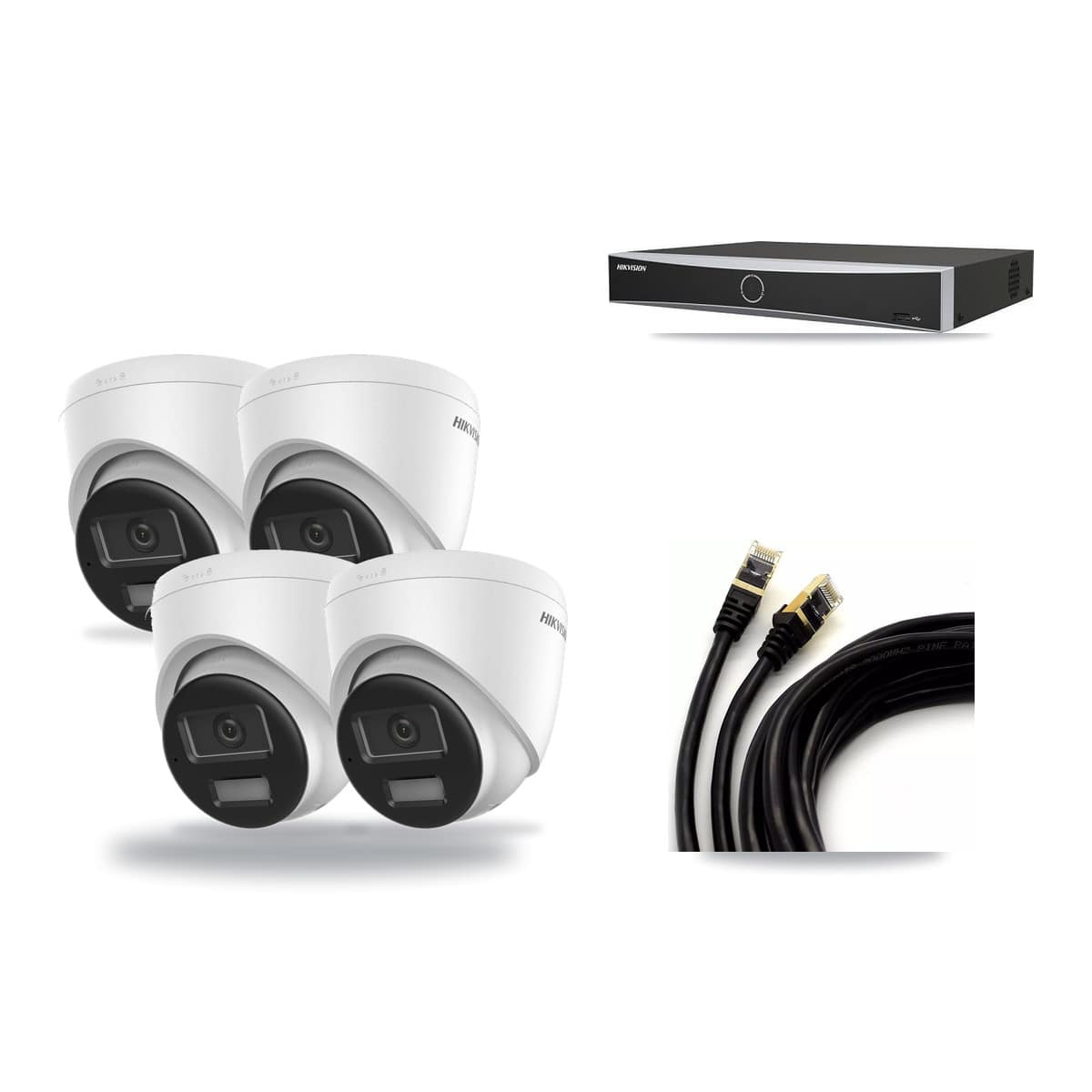Hikvision 4-channel CCTV kit: 4 cameras (4× 4K Turret), 3TB hard drive