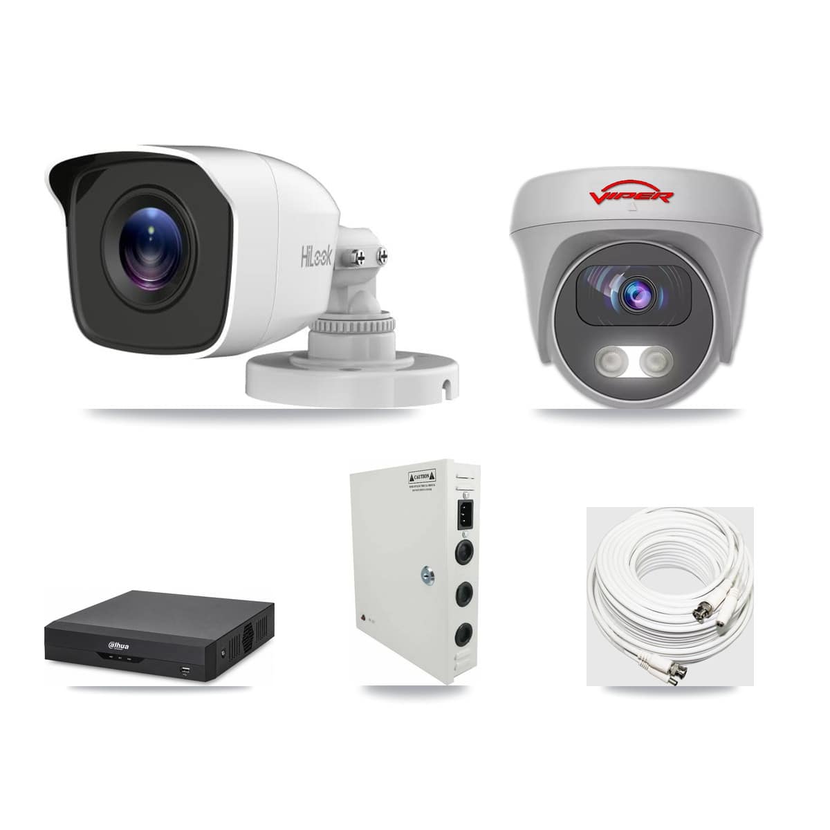 4-Channel 4MP – 5MP CCTV Kit — 1 4MP Bullet + 1 White 5MP Cameras + 3TB Recording (DH-XVR5104HS Recorder) - Image 1