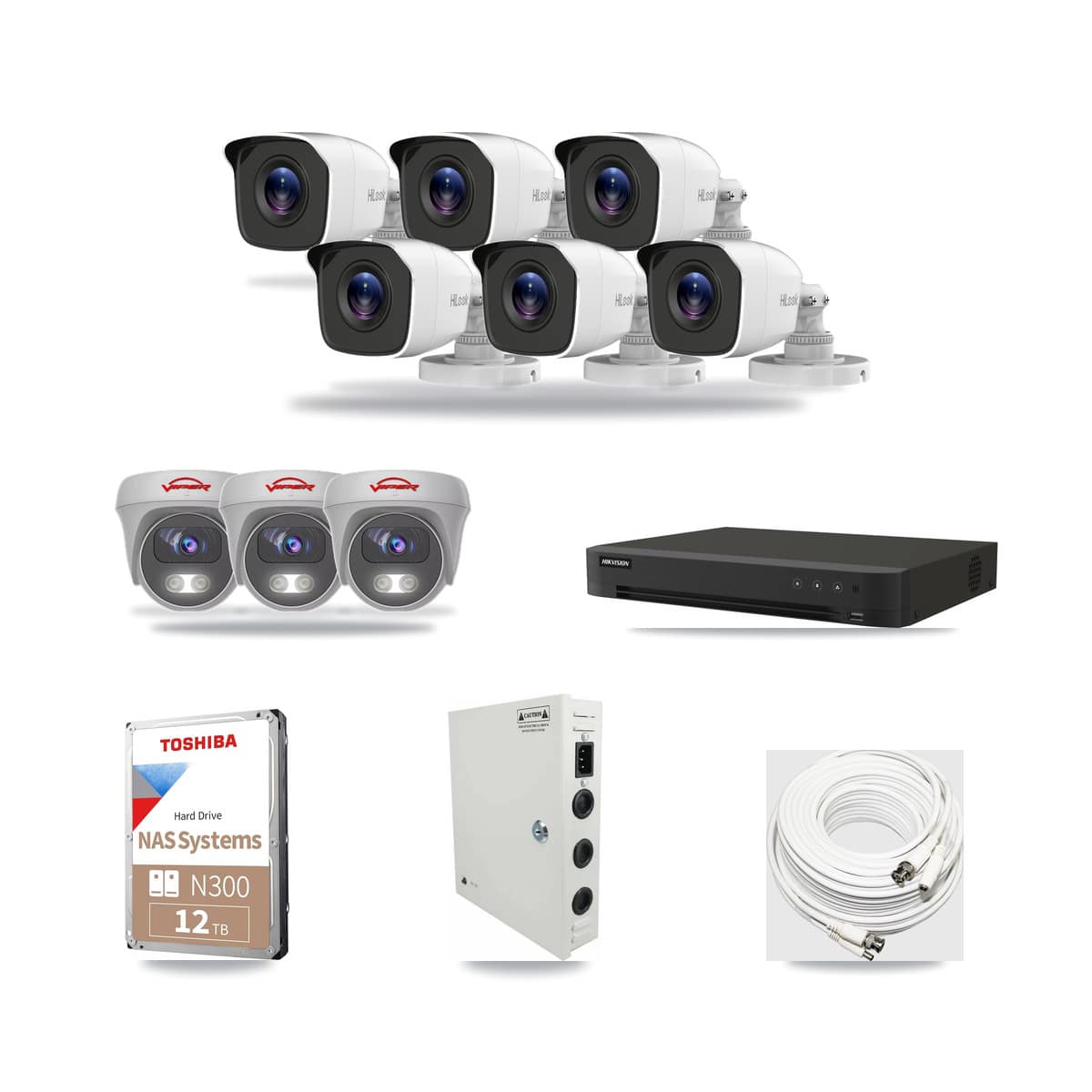 16-Channel 4MP – 5MP CCTV Kit — 6 4MP Bullet + 3 5MP Cameras + 12TB Recording - Image 1