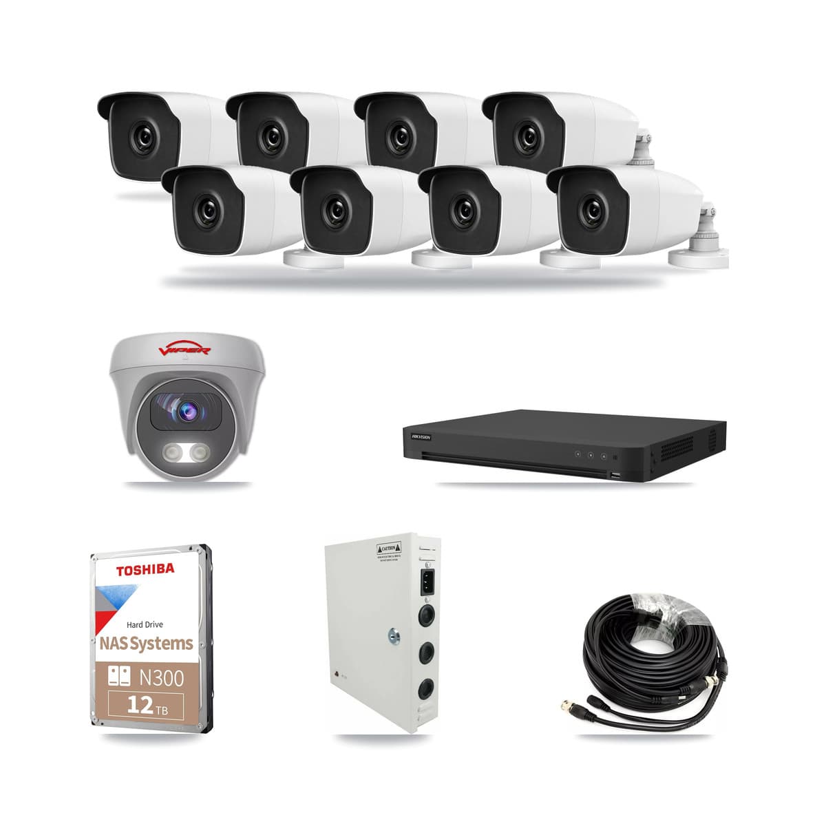 16-Channel 3MP – 5MP CCTV Kit — 8 3MP Bullet + 1 5MP Cameras + 12TB Recording - Image 1