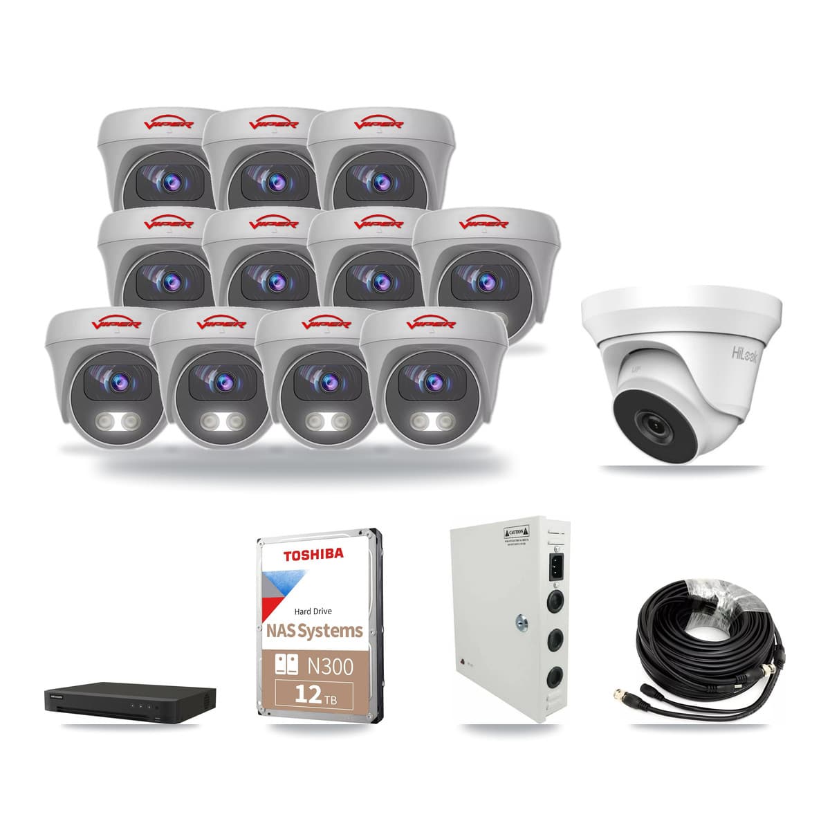 16-Channel 4MP – 5MP CCTV Kit — 1 4MP Turret + 11 5MP Cameras + 12TB Recording - Image 1