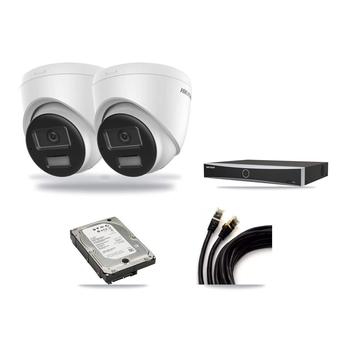Hikvision 4-Channel 4K CCTV Kit — 2 DS-2CD1383G2-LIU Turret Cameras + 5TB Recording (DS-7604NXI-K1/4P Recorder) - Image 1