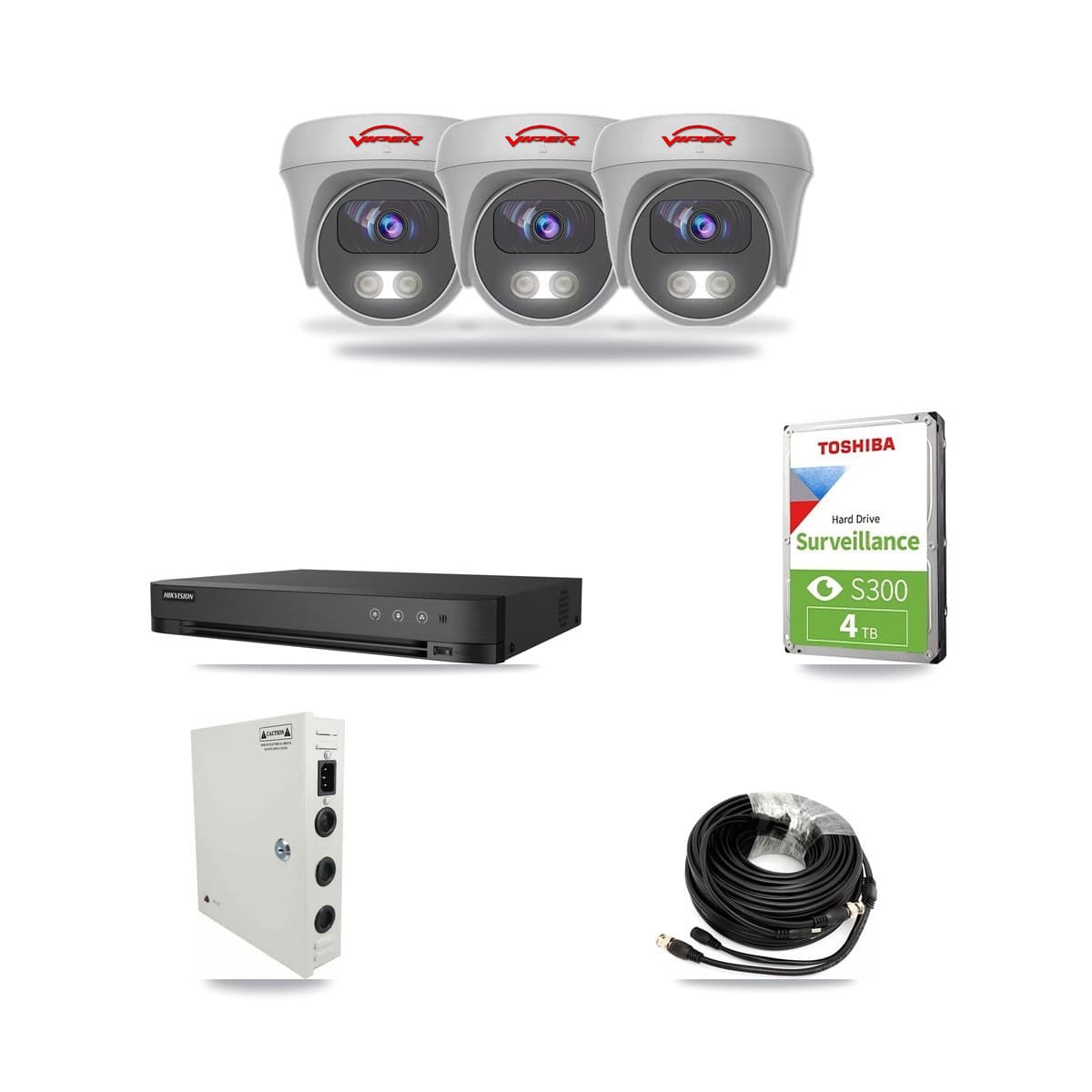 Viper & Hikvision 4-Channel 5MP CCTV Kit — 3 Cameras + 4TB Recording - Image 1