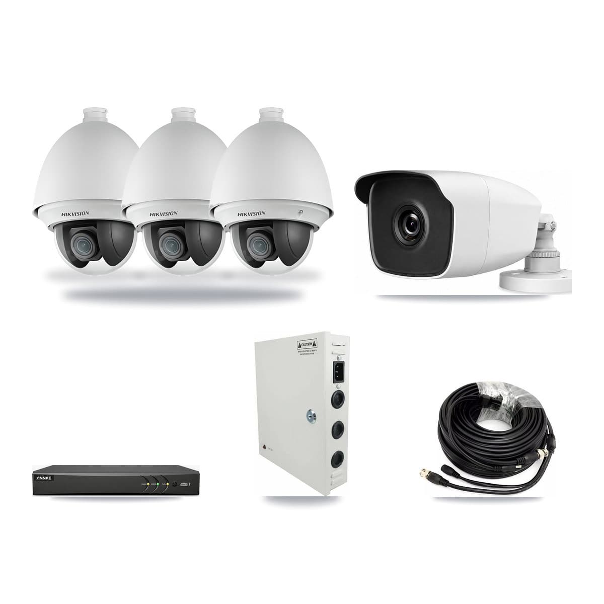 4-Channel 2MP – 3MP CCTV Kit — 3 2MP PTZ + 1 3MP Bullet Cameras + 3TB Recording (AN-DV4-8MP Recorder) - Image 1