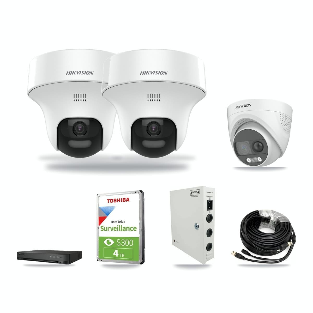 Hikvision 8-Channel 5MP CCTV Kit — 2 DS-2CE70K0T + 1 DS-2CE72KF3T Turret Cameras + 4TB Recording - Image 1