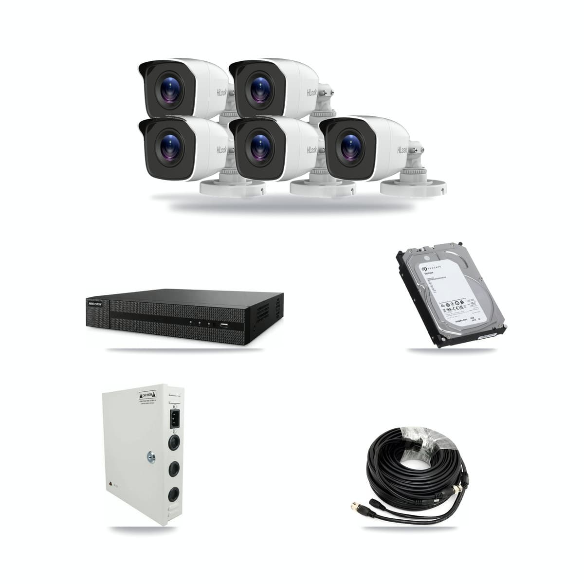 8-channel CCTV kit: 5 cameras (5× 4MP Bullet), 6TB hard drive