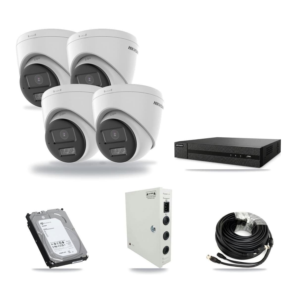 8-Channel 5MP CCTV Kit — 4 DS-2CE78K0T Hikvision Turret Cameras + 6TB Recording - Image 1