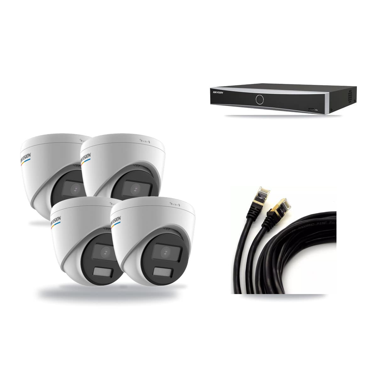 Hikvision 4-channel CCTV kit: 4 cameras (4× 2MP Turret), 3TB hard drive