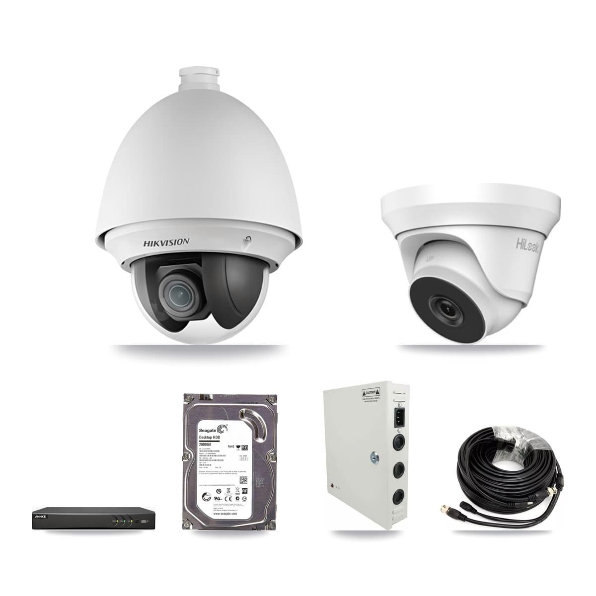 4-Channel 2MP – 4MP CCTV Kit — 1 2MP PTZ + 1 4MP Turret Cameras + 2TB Recording (AN-DV4-8MP Recorder) - Image 1