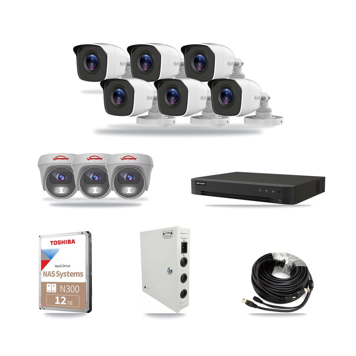 16-Channel 4MP – 5MP CCTV Kit — 6 4MP Bullet + 3 5MP Cameras + 12TB Recording - Image 1