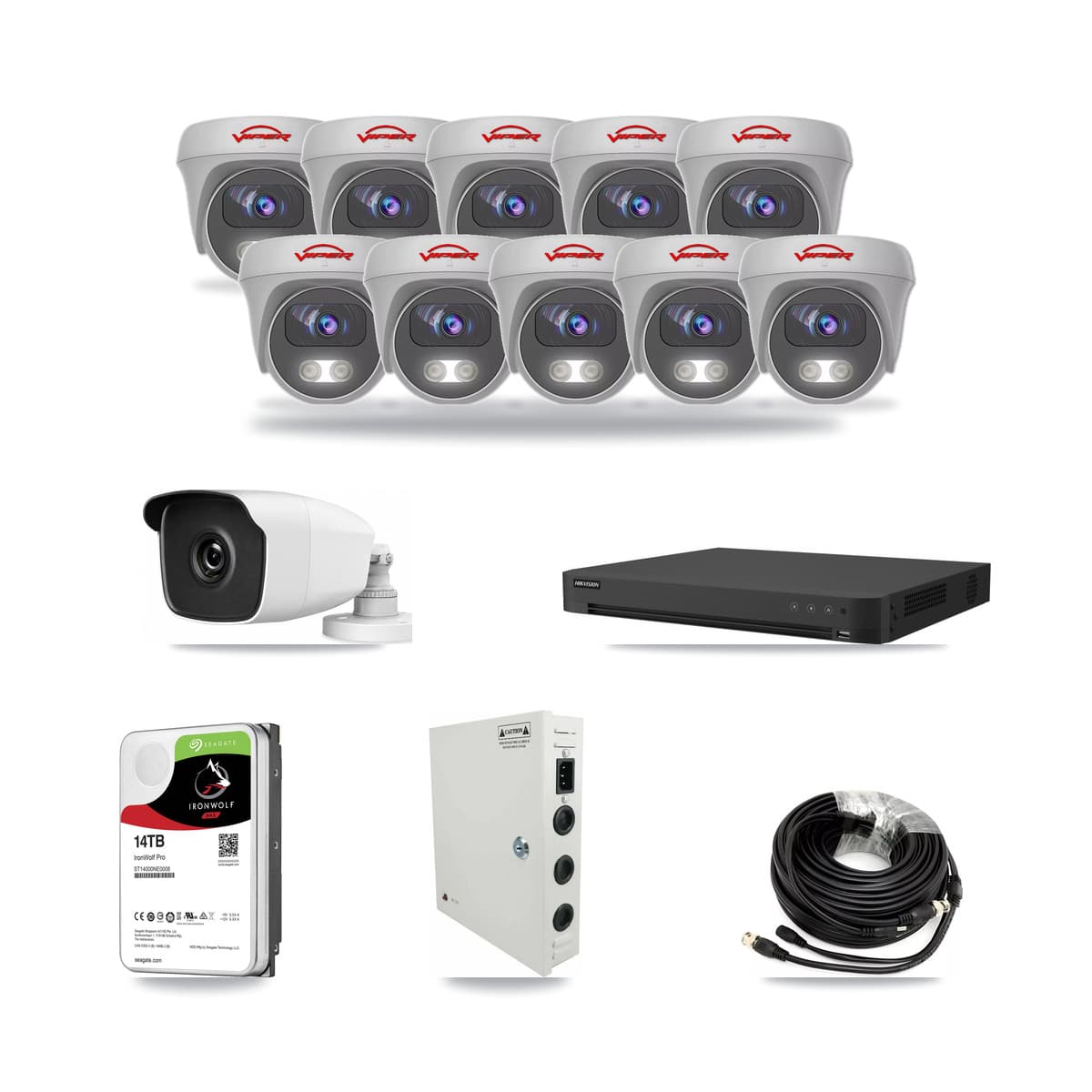 16-Channel 3MP – 5MP CCTV Kit — 1 3MP Bullet + 10 5MP Cameras + 14TB Recording - Image 1