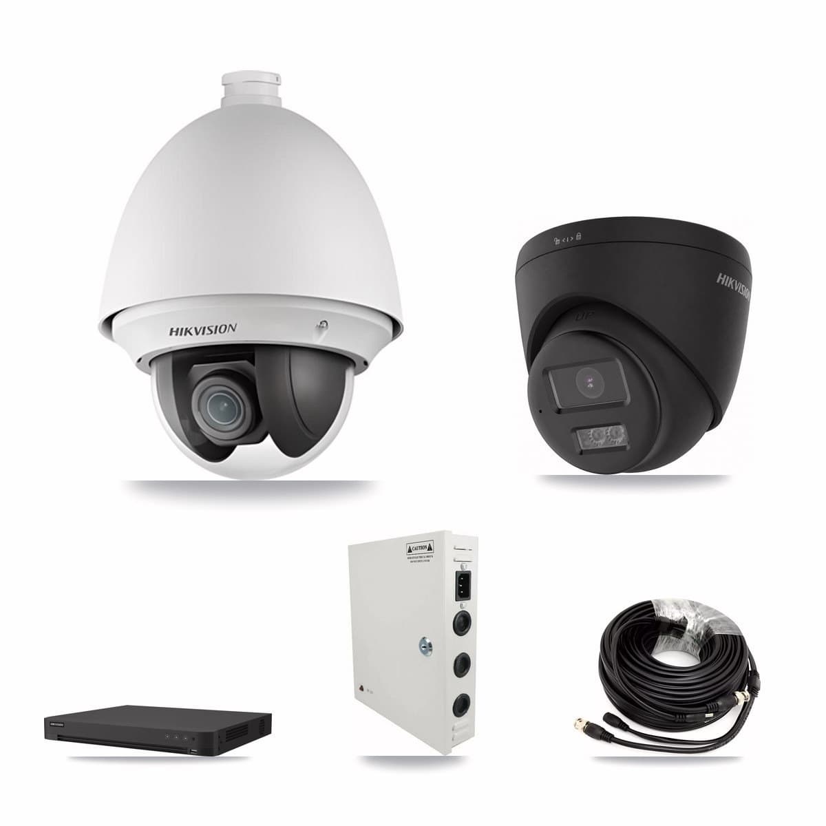 Hikvision 16-Channel 2MP – 4K CCTV Kit — 1 2MP PTZ + 1 Black 4K Turret Cameras + 3TB Recording - Image 1