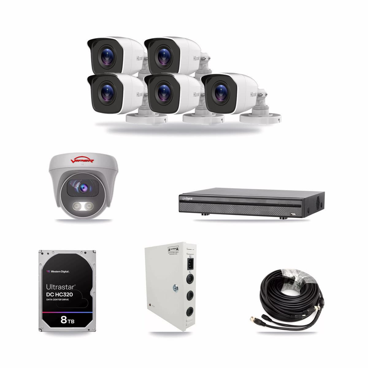 8-Channel 4MP – 5MP CCTV Kit — 5 4MP Bullet + 1 5MP Cameras + 8TB Recording - Image 1