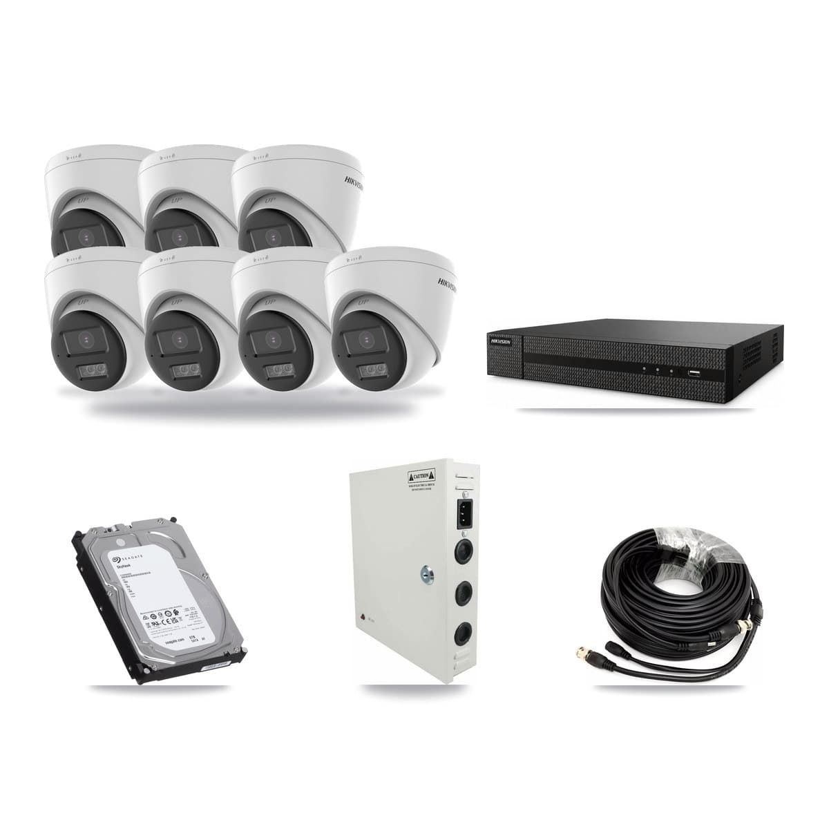 8-Channel 5MP CCTV Kit — 7 DS-2CE78K0T Hikvision Turret Cameras + 6TB Recording - Image 1
