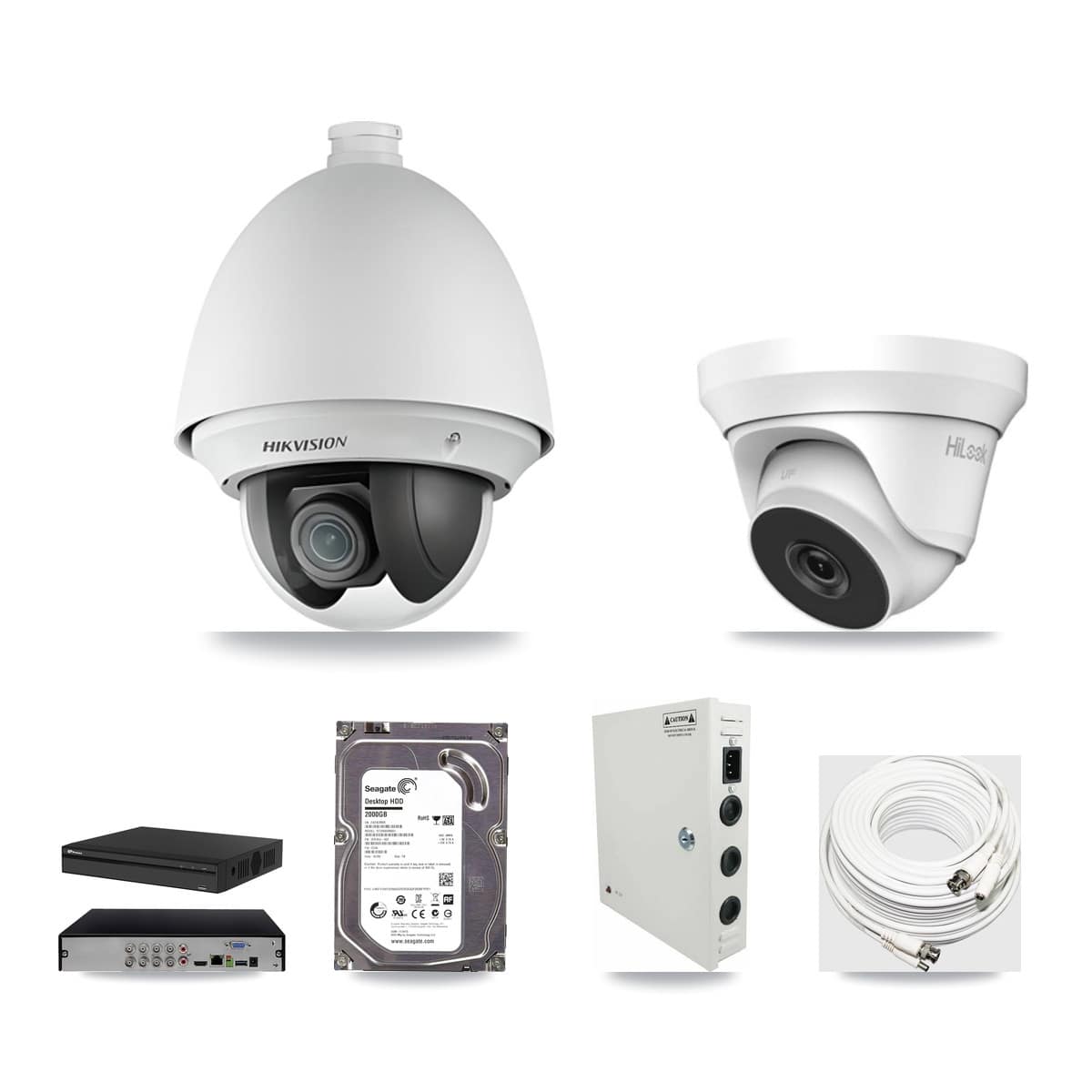 8-Channel 2MP – 4MP CCTV Kit — 1 2MP PTZ + 1 4MP Turret Cameras + 2TB Recording (PXD-5108HS Recorder) - Image 1