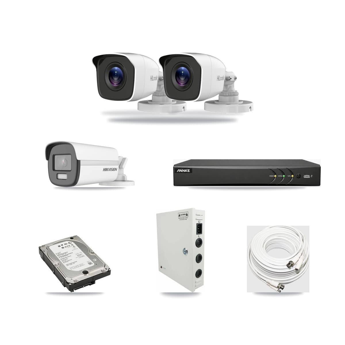 4-Channel 4MP – 4K CCTV Kit — 1 4K + 2 4MP Bullet Cameras + 5TB Recording (AN-DV4-8MP Recorder) - Image 1