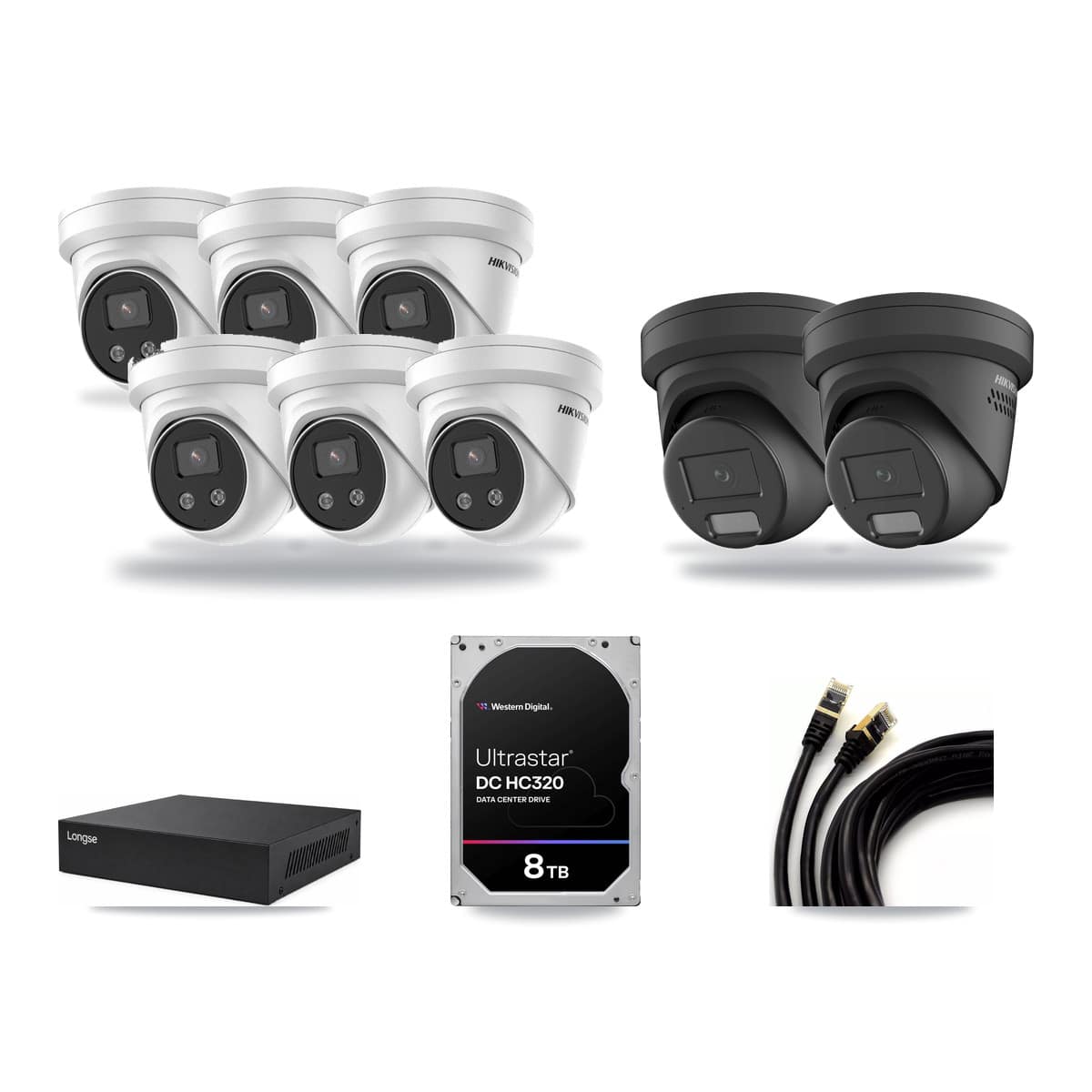 Hikvision & Longse 8-Channel 4MP – 5MP CCTV Kit — 2 4MP + 6 5MP Turret Cameras + 8TB Recording - Image 1