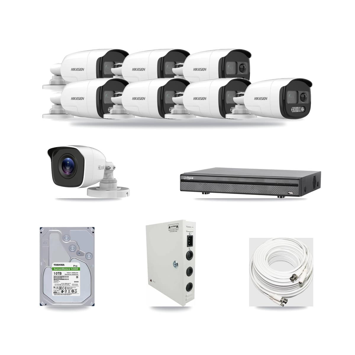 8-Channel 4MP – 5MP CCTV Kit — 7 5MP + 1 4MP Bullet Cameras + 10TB Recording (DH-XVR5108H Recorder) - Image 1