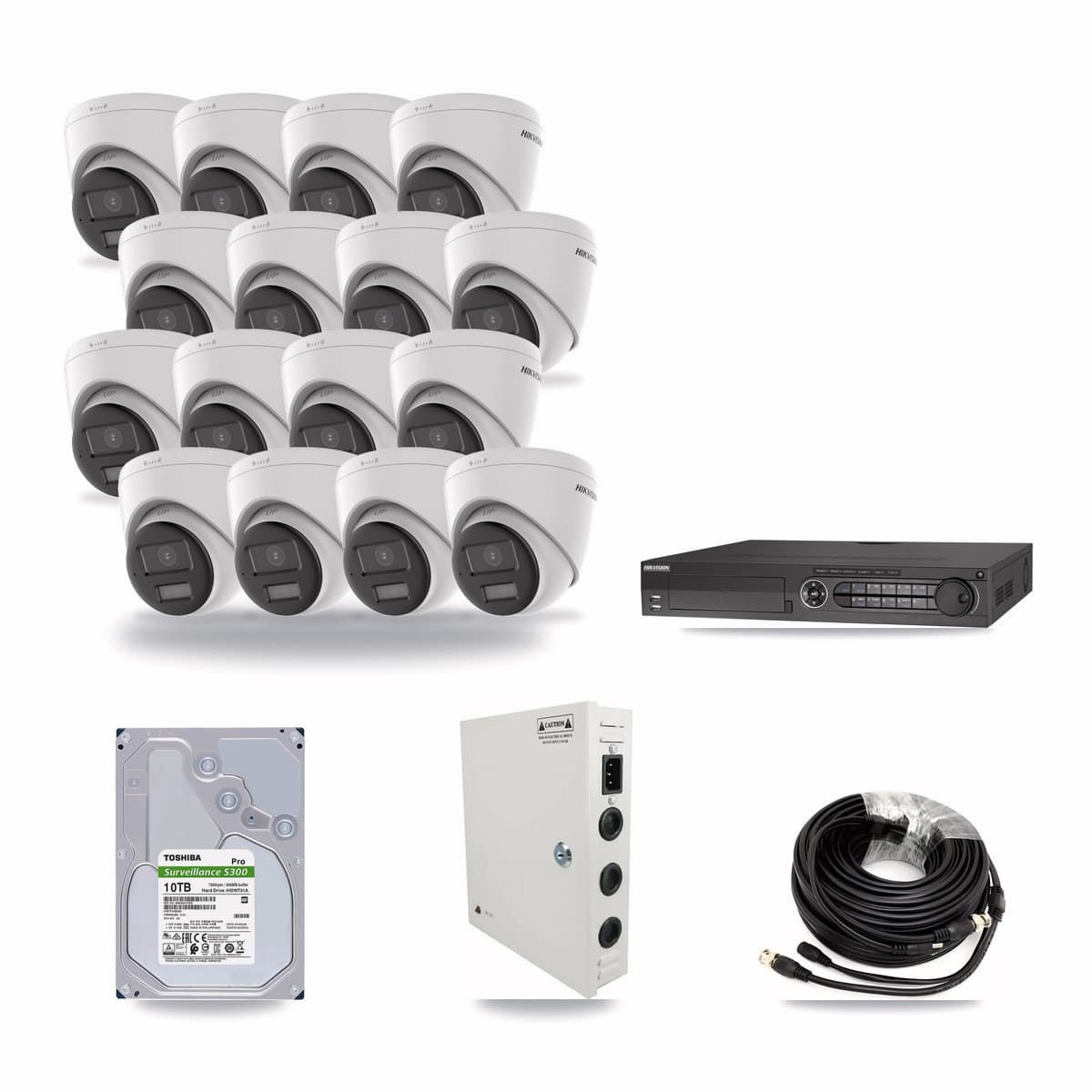 Hikvision 32-Channel 4K CCTV Kit — 16 DS-2CE78U0T Turret Cameras + 10TB Recording - Image 1