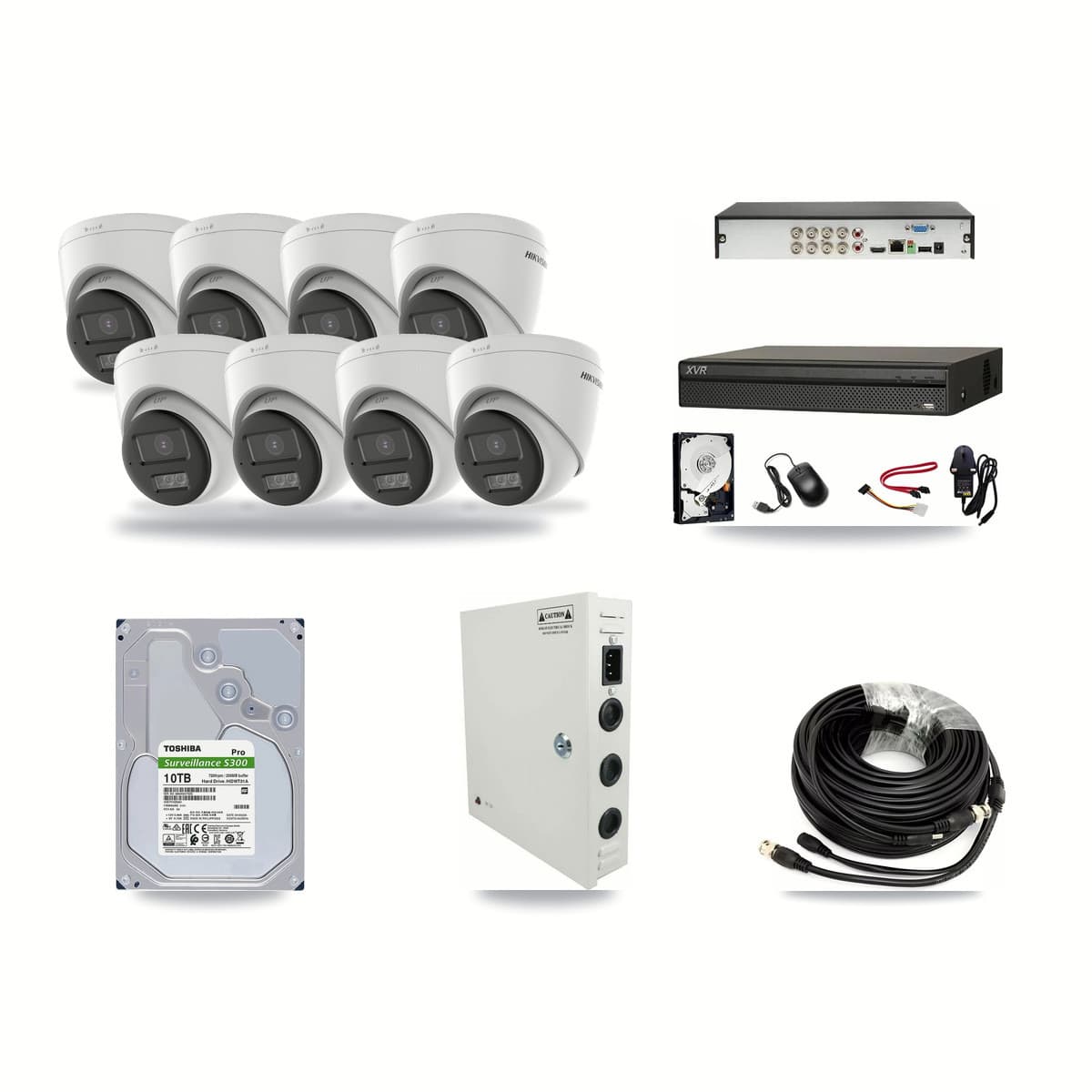 8-Channel 5MP CCTV Kit — 8 DS-2CE78K0T Hikvision Turret Cameras + 10TB Recording - Image 1