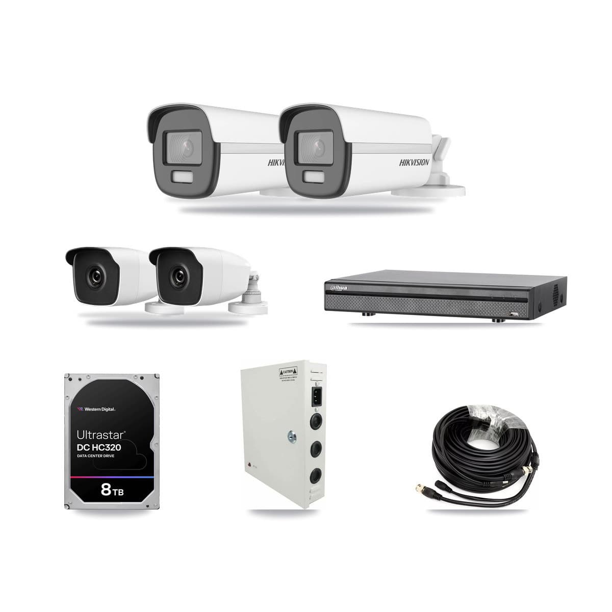 8-Channel 3MP – 4K CCTV Kit — 2 4K + 2 3MP Bullet Cameras + 8TB Recording (DH-XVR5108H Recorder) - Image 1