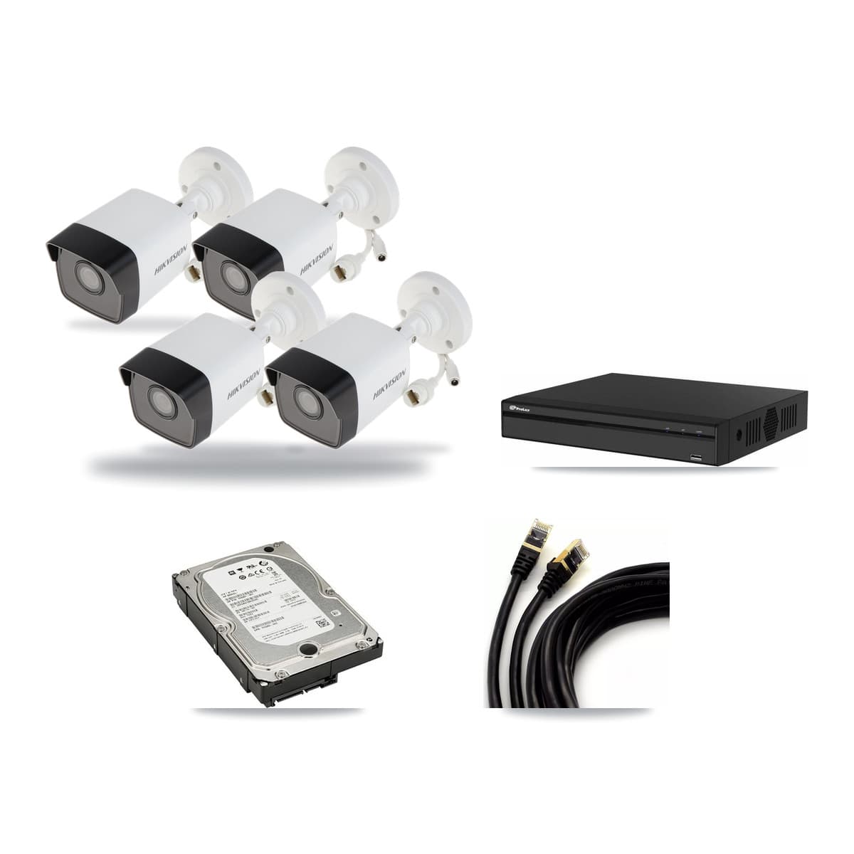 Prolux 4-channel CCTV kit: 4 cameras (4× 5MP Bullet), 5TB hard drive