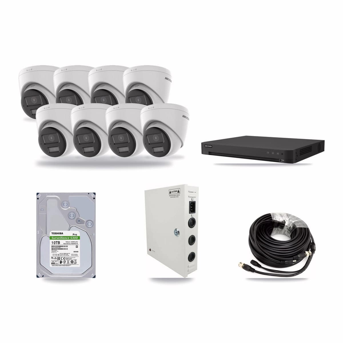 Hikvision 16-Channel 5MP CCTV Kit — 8 DS-2CE78K0T Turret Cameras + 10TB Recording - Image 1