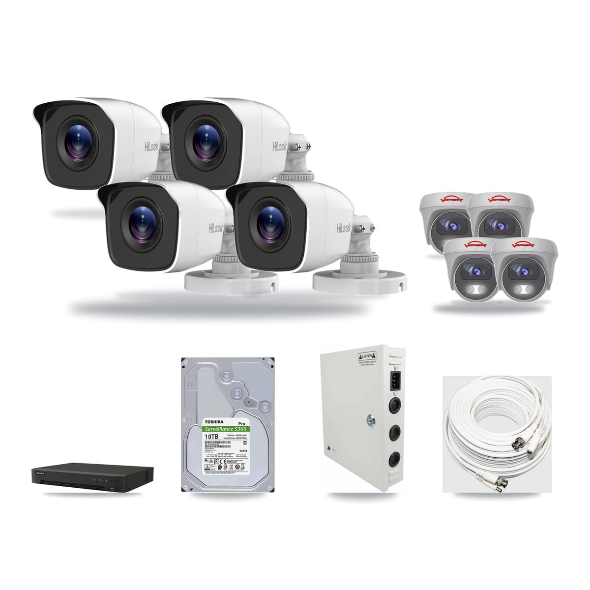 16-Channel 4MP – 5MP CCTV Kit — 4 4MP Bullet + 4 5MP Cameras + 10TB Recording - Image 1