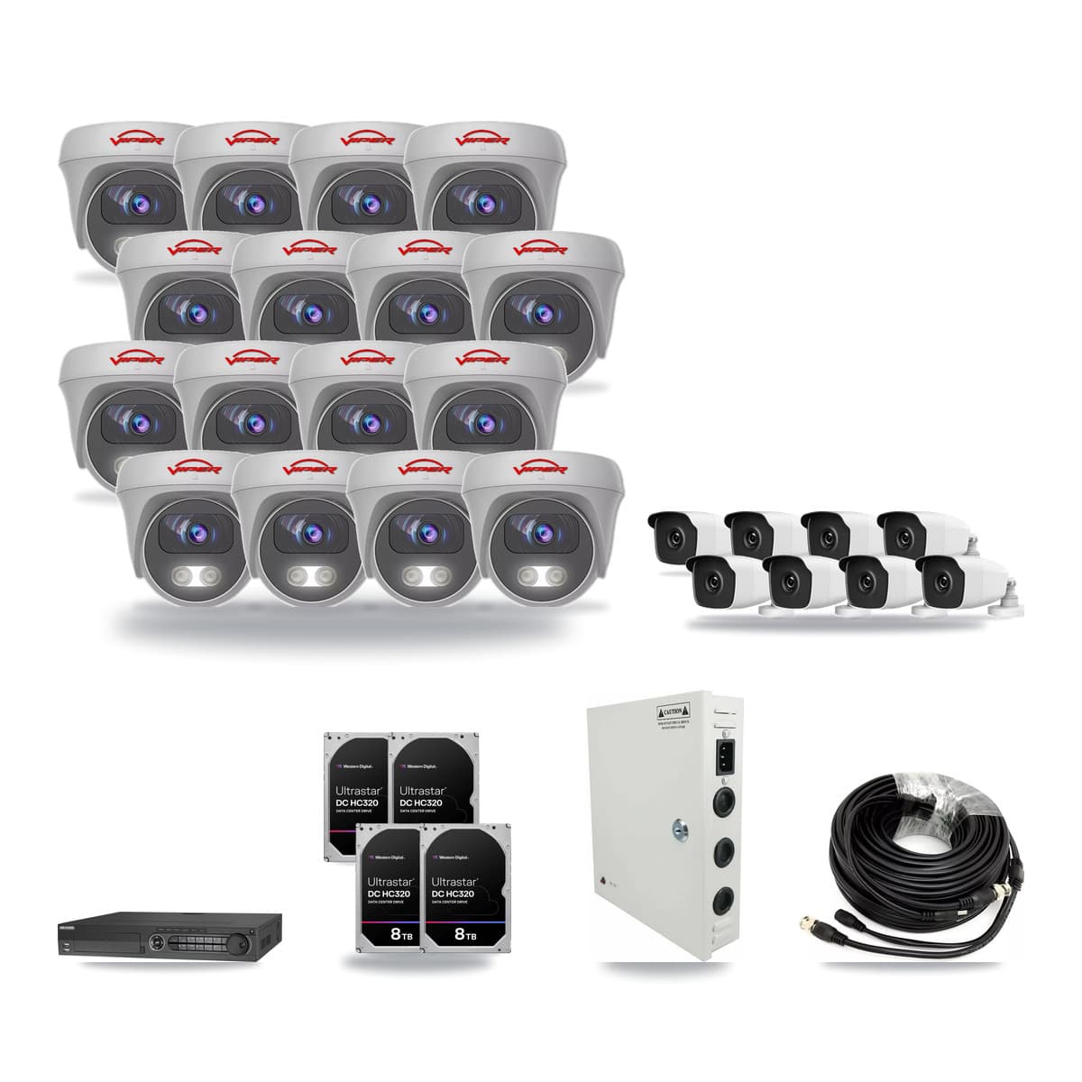 32-Channel 3MP – 5MP CCTV Kit — 8 3MP Bullet + 16 5MP Cameras + 4× 8TB Recording - Image 1