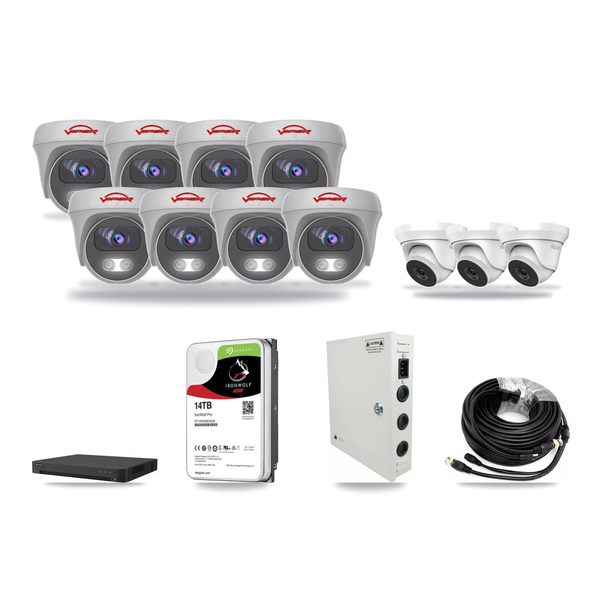 16-Channel 4MP – 5MP CCTV Kit — 3 4MP Turret + 8 5MP Cameras + 14TB Recording - Image 1