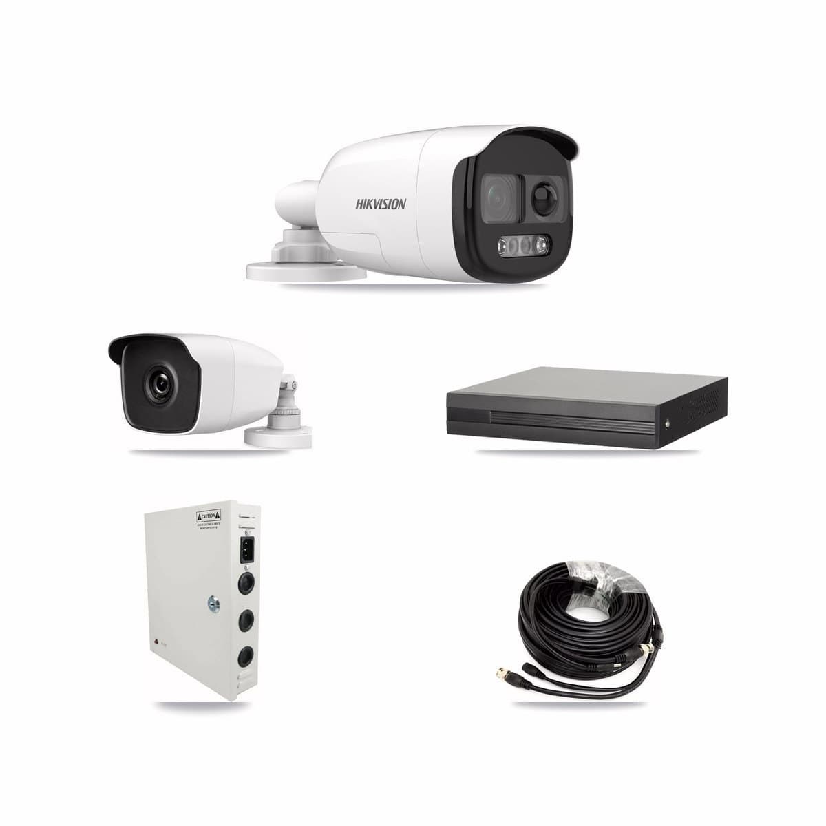 4-Channel 3MP – 5MP CCTV Kit — 1 Hikvision DS-2CE12KF3T 5MP + 1 HiLook THC-B230-R 3MP Bullet Cameras + 3TB Recording - Image 1