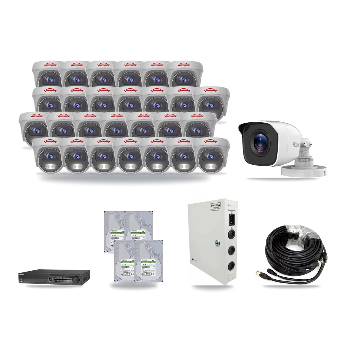 32-Channel 4MP – 5MP CCTV Kit — 1 4MP Bullet + 27 5MP Cameras + 4× 10TB Recording - Image 1