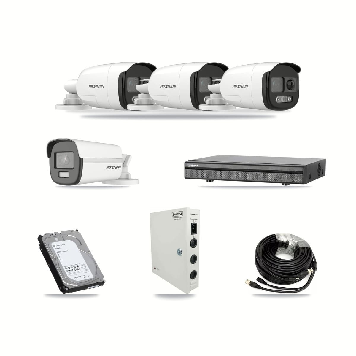 Hikvision & Dahua 8-Channel 5MP – 4K CCTV Kit — 3 5MP + 1 4K Bullet Cameras + 6TB Recording - Image 1