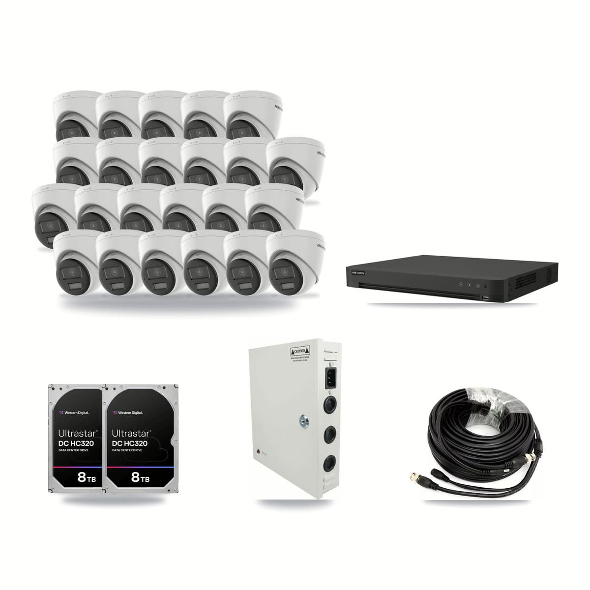 Hikvision 32-Channel 5MP CCTV Kit — 23 Turret Cameras + 2× 8TB Recording - Image 1
