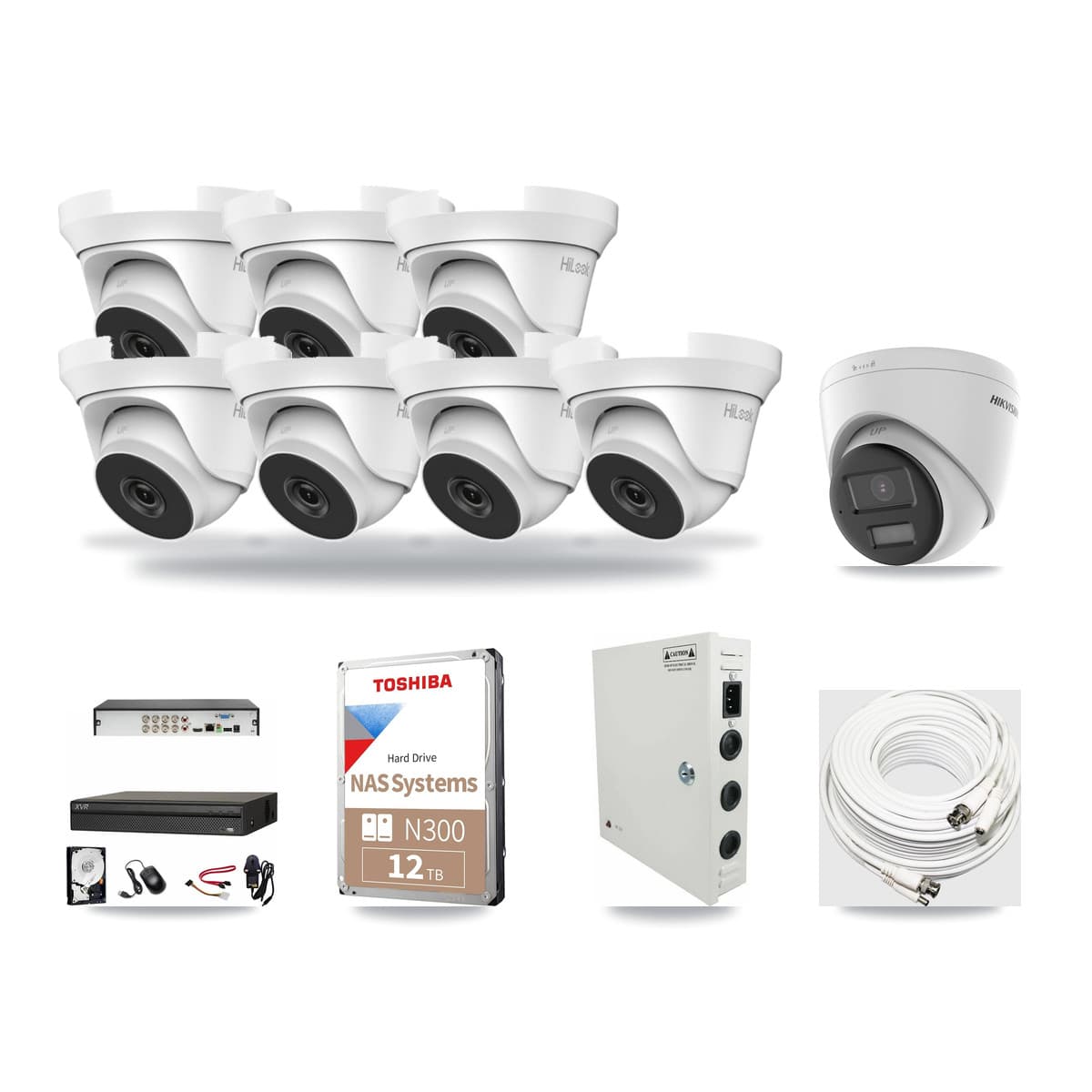 8-Channel 4MP – 4K CCTV Kit — 1 4K + 7 4MP Turret Cameras + 12TB Recording (XVR-3108AD Recorder) - Image 1