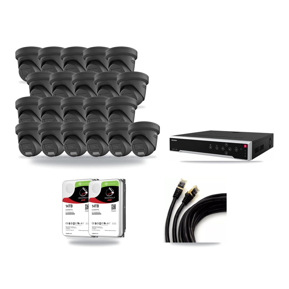 Hikvision 32-Channel 4MP CCTV Kit — 21 Turret Cameras + 2× 14TB Recording - Image 1