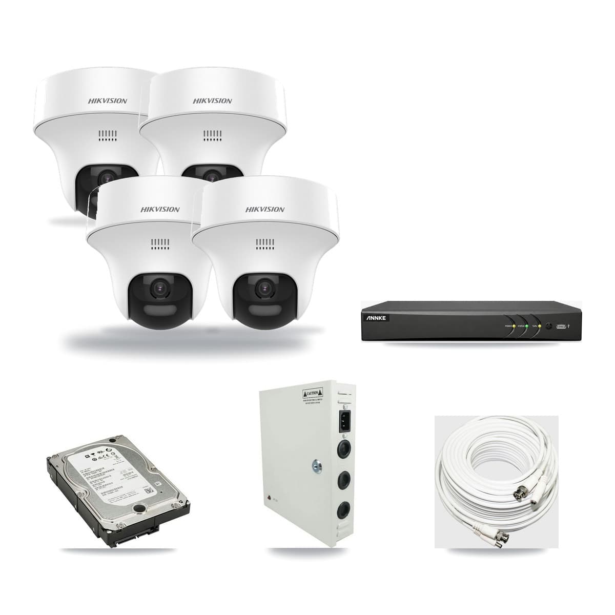Hikvision & ANNKE 4-Channel 5MP CCTV Kit — 4 DS-2CE70K0T Turret Cameras + 5TB Recording - Image 1