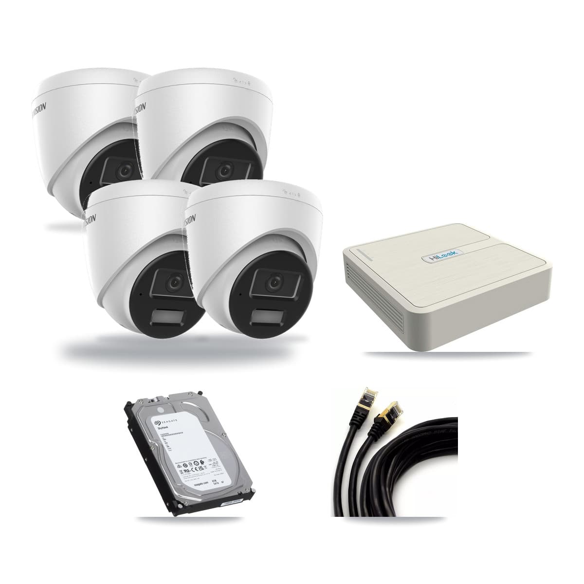 Hikvision & HiLook 8-Channel 4MP CCTV Kit — 4 Turret Cameras + 6TB Recording - Image 1