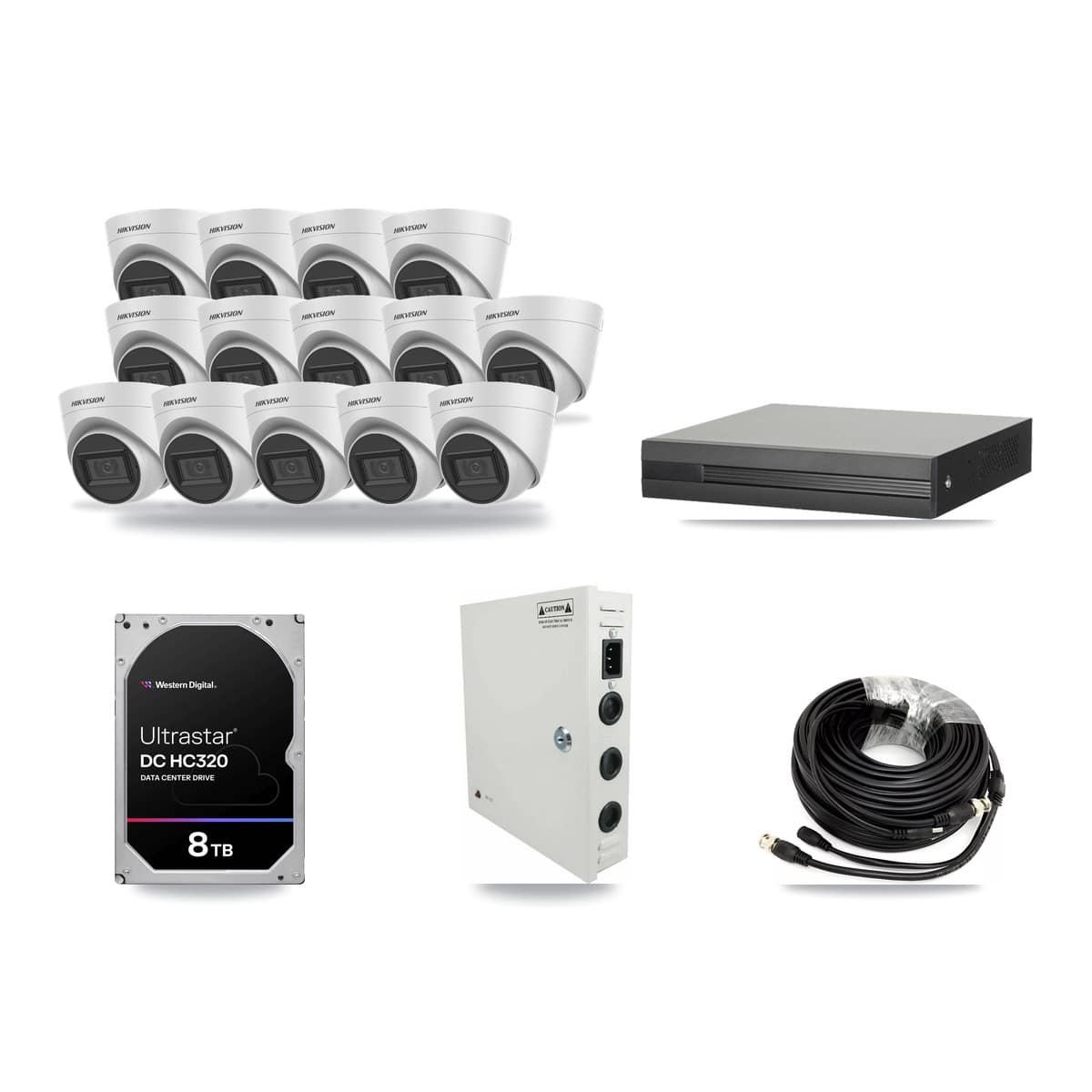 16-Channel 5MP CCTV Kit — 14 Hikvision Turret Cameras + 8TB Recording - Image 1