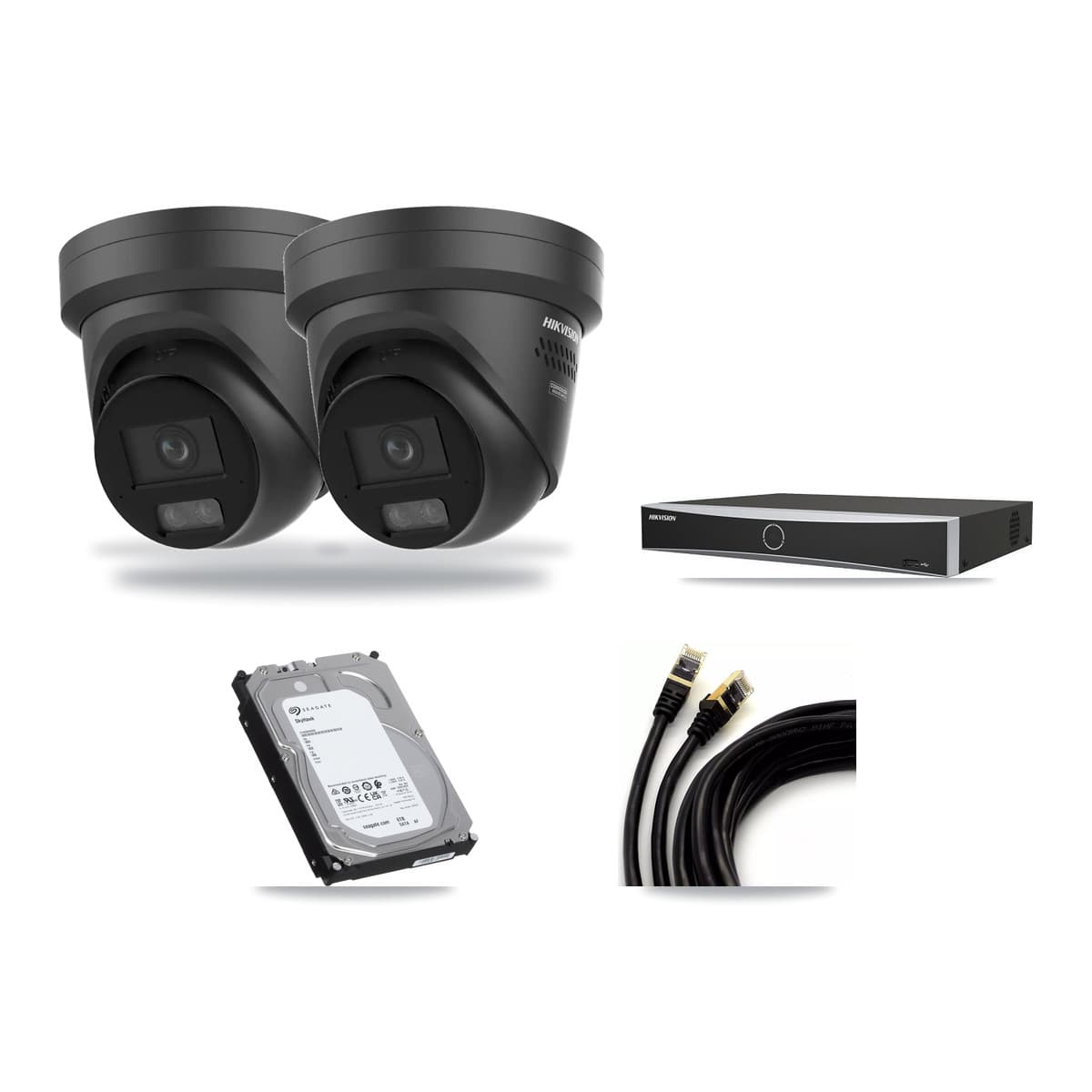 Hikvision 4-channel CCTV kit: 2 cameras (2× 4K Turret), 6TB hard drive