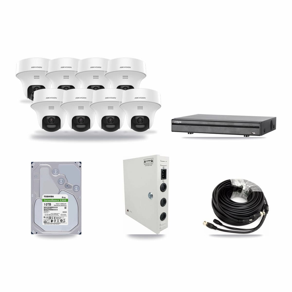 Hikvision & Dahua 8-Channel 5MP CCTV Kit — 8 DS-2CE70K0T Turret Cameras + 10TB Recording - Image 1