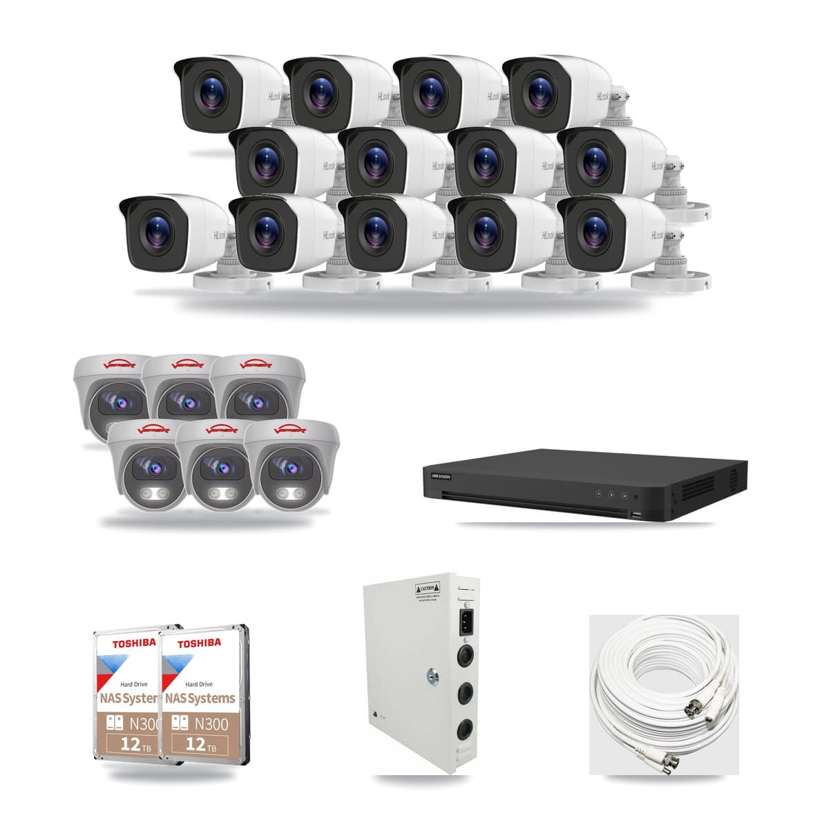 32-Channel 4MP – 5MP CCTV Kit — 13 4MP Bullet + 6 5MP Cameras + 2× 12TB Recording - Image 1