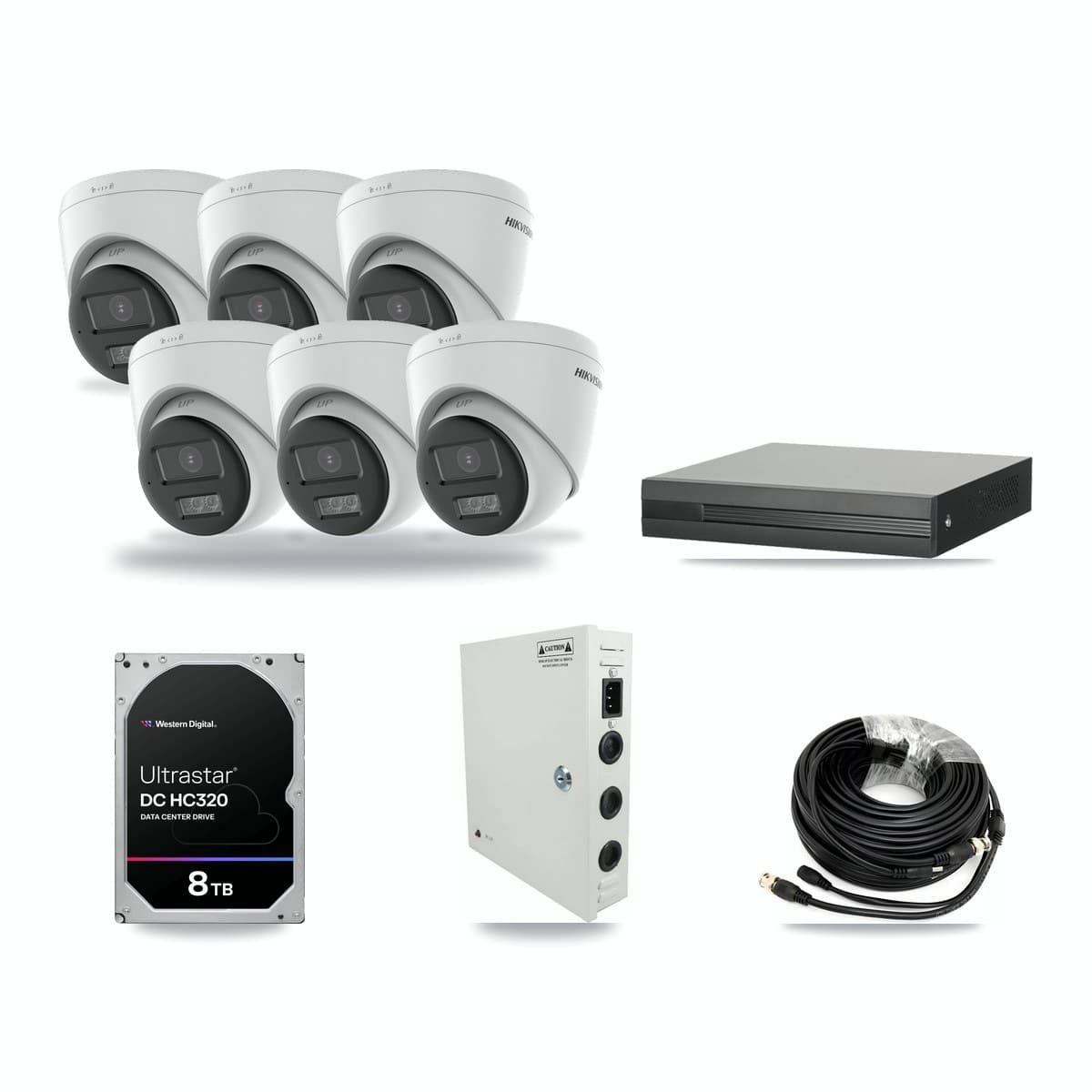 16-Channel 5MP CCTV Kit — 6 DS-2CE78K0T-LTS Hikvision Turret Cameras + 8TB Recording (XVR-3116HS-5MP-LITE Recorder) - Image 1