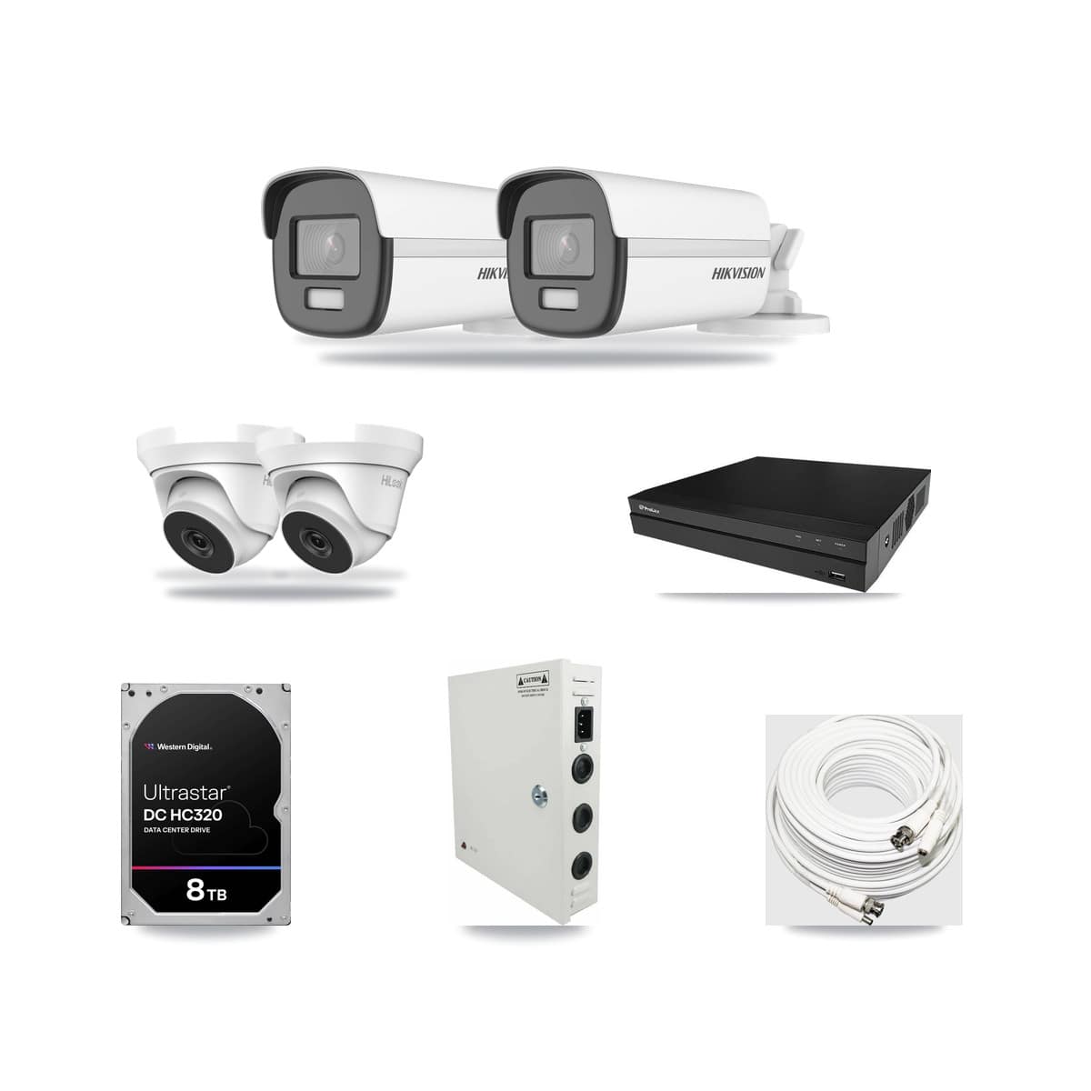 8-Channel 4MP – 4K CCTV Kit — 2 4K Bullet + 2 4MP Turret Cameras + 8TB Recording (PXD-5208AN Recorder) - Image 1