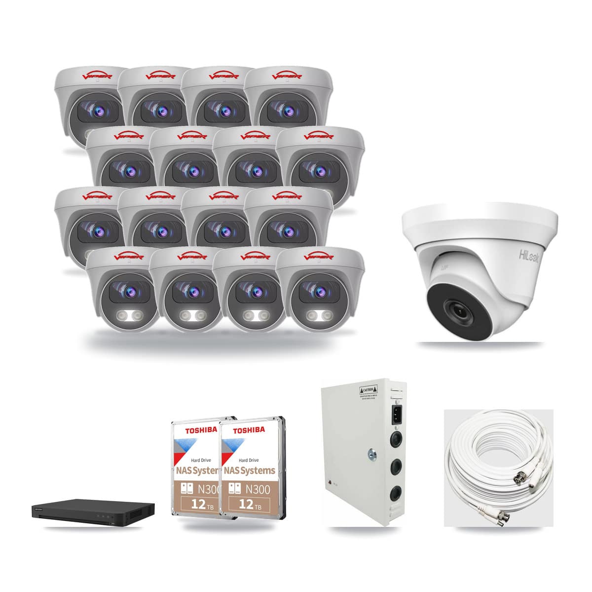 32-Channel 4MP – 5MP CCTV Kit — 1 4MP Turret + 16 5MP Cameras + 2× 12TB Recording - Image 1