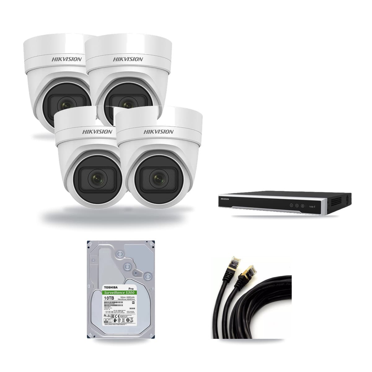 Hikvision 16-Channel 4K CCTV Kit — 4 DS-2CD2H83G0 Turret Cameras + 10TB Recording - Image 1